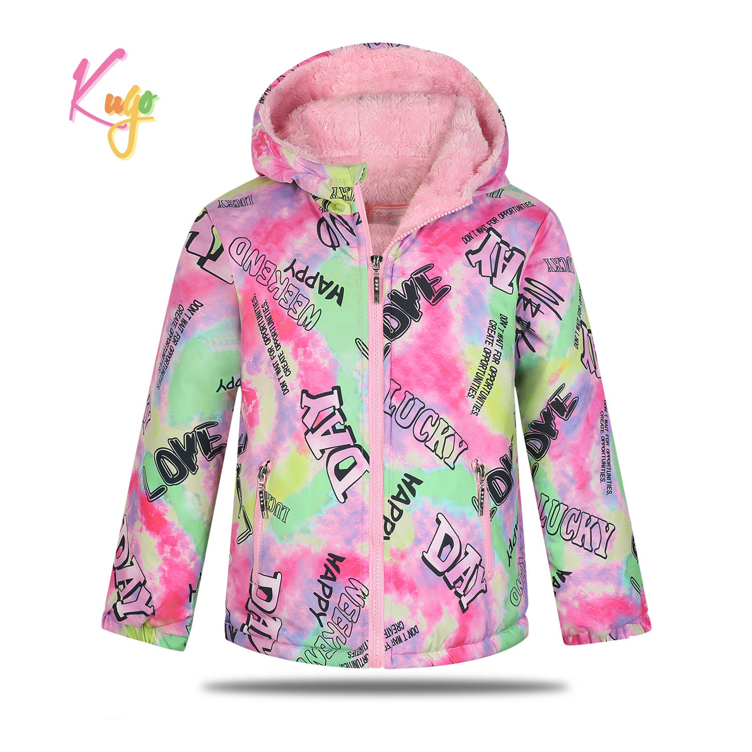 Dívčí zimní bunda Kugo KB2379 růžová vel. 164