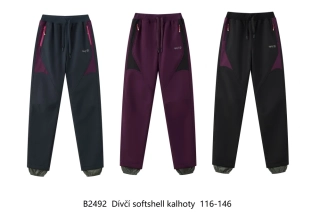 Dívčí softshellové kalhoty s fleesem Wolf B2492  - 116-146