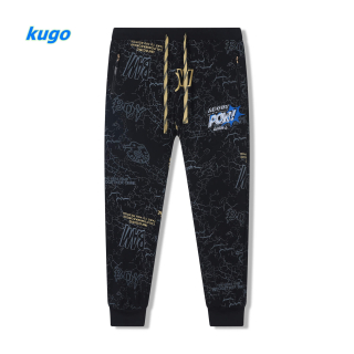 Chlapecké bavlněné tepláky Kugo FT6029 vel. 170 černé -černý zip