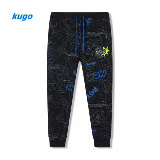 Chlapecké bavlněné tepláky Kugo FT6029 vel. 152 černé -modrý zip